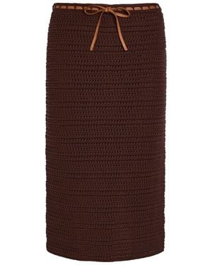 Tod's Knit Cotton Midi Skirt - Brown