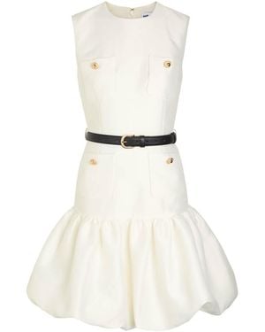 Self-Portrait Belted Taffeta Mini Dress - White
