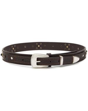 Lemaire Western Studded Grained Leather Belt - Brown