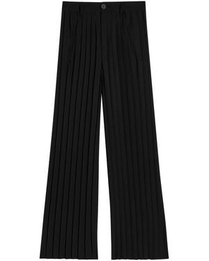 High Drew Pleated Wide-Leg Woven Pants - Black