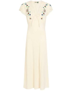 RIXO London Amari Embroidered Linen-Blend Midi Dress - White