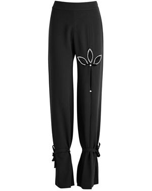 Nafsika Skourti Lotus Crystal-Embellished Tapered Trousers - Black