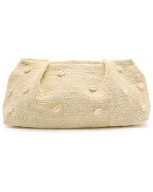 Sensi Studio Sisal Shell-Embellished Straw Clutch - Natural