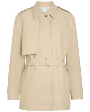 Vince Belted Cotton-Blend Poplin Trench Jacket - Natural