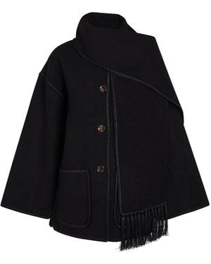 TOTEME Scarf-Effect Wool-Blend Jacket - Black