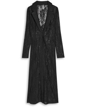 Norma Kamali Floral Guipure Lace Coat - Black