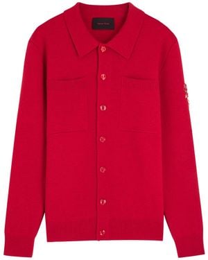 Simone Rocha Knit Workwear Crystal-Embellished Wool Jacket - Red