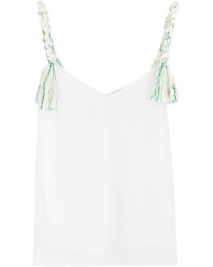 JW Anderson Plissé Semi-Sheer Chiffon Top - White