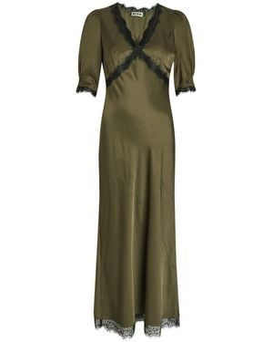 RIXO London Annina Lace-Embellished Satin Midi Dress - Green