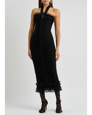 Self-Portrait X Christopher Kane Lace-Trimmed Satin Maxi Dress in White |  Lyst