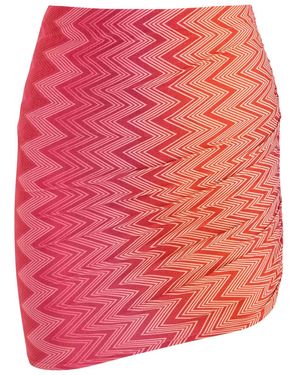 Missoni Zigzag-Printed Lamé Mini Skirt - Pink