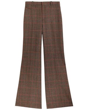 Chloé Checked Flared Wool Trousers - Brown