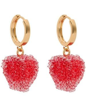 Crystal Haze Jewelry Jelly Heart 18Kt-Plated Hoop Earrings - Red