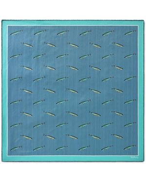 Mulberry Printed Silk Twill Scarf - Blue