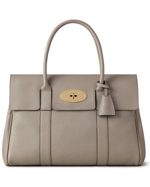 Mulberry Bayswater Grained Leather Shoulder Bag - Gray