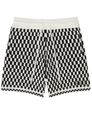 Amiri Checked-Intarsia Wool-Blend Shorts - Black