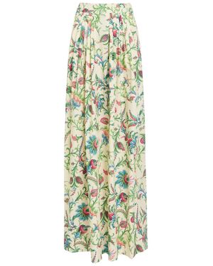 Etro Floral-Print Cotton-Poplin Maxi Skirt - Green