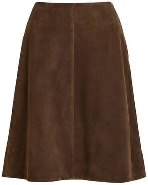 TOTEME Suede Knee-Length Skirt - Brown