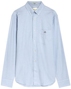 GANT Logo-Embroidered Cotton Oxford Shirt - Blue