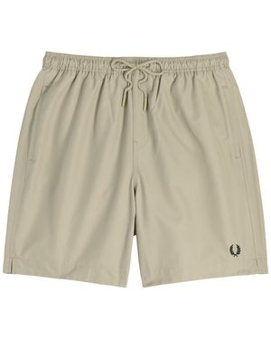 Fred Perry Logo-Embroidered Shell Swim Shorts - Natural