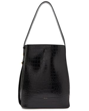 Amanu The Somalia Crocodile-Embossed Leather Tote - Black