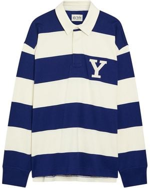 GANT Yale Appliquéd Striped Cotton Polo Rugby Shirt - Blue