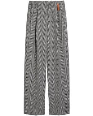 Forte Forte Chevron Wool Straight-Leg Pants - Gray