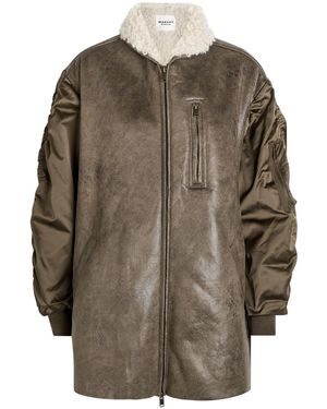 Isabel Marant Evina Shearling-Trimmed Faux Leather Coat - Brown