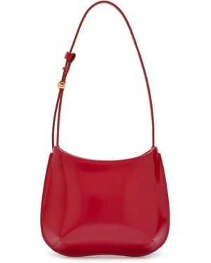Jacquemus Le Petit Bisou Glossed Leather Shoulder Bag - Red