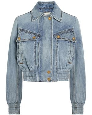 Zimmermann Quilted Denim Bomber Jacket - Blue