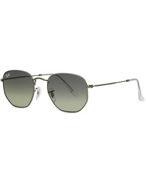 Ray-Ban Gunmetal Polarised Hexagon-Frame Sunglasses, Sunglasses, Charcoal Lenses, Ray Bans Hexagonal Sunglasses, 100% Uv Protection - Grey