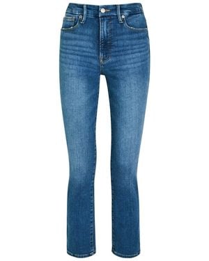 GOOD AMERICAN Slim Straight-Leg Cropped Jeans - Blue