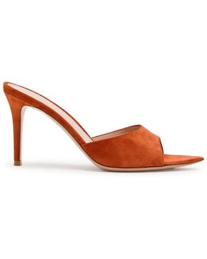 Gianvito Rossi Elle 85 Brushed Suede Mules - Brown