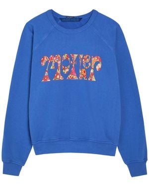 Mother The Concert Cropped Cotton Sweatshirt - Blue