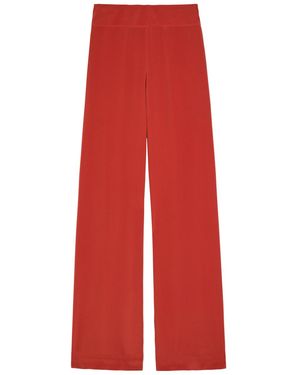 JOSEPH Rihani Wide-Leg Silk Trousers - Red