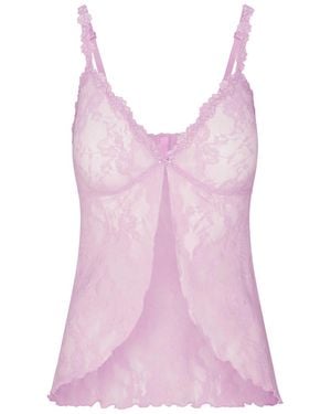 Skims Stretch-Lace Babydoll Top - Pink