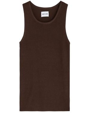 AEXAE Ribbed Viscose-Blend Tank Top - Brown