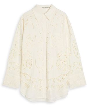 Alice + Olivia Finley Embroidered Cotton-Blend Shirt - White