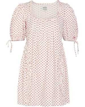 Damson Madder Meri Polka-Dot Ruffled Cotton-Poplin Mini Dress - Pink