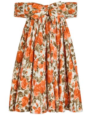 Chloé Floral-Print Cotton Mini Dress - Orange