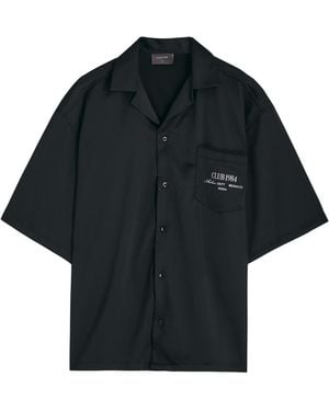 Club 1984 Atelier Dept Logo-Print Satin Shirt - Black