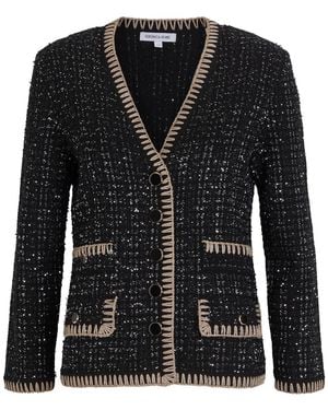 Veronica Beard Cerani Sequin-Embellished Knit Jacket - Black