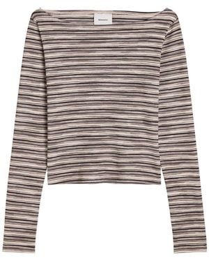 Reformation Wiley Striped Fine-Knit Top - Brown