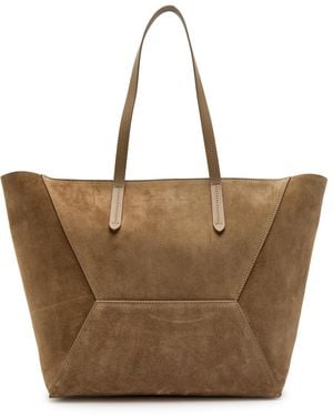 Brunello Cucinelli Bead Medium Suede Tote Bag - Brown