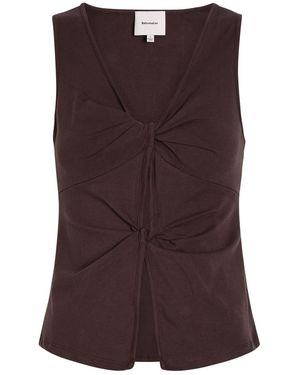 Reformation Tefi Knotted Stretch-Cotton Top - Brown
