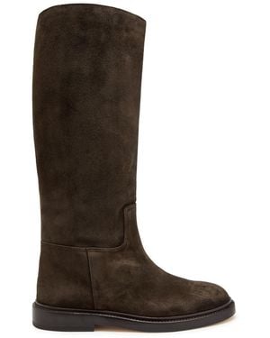 LEGRES Suede Knee-High Boots - Brown
