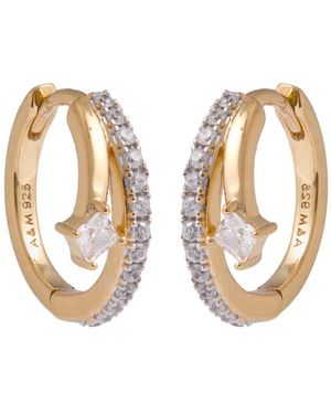 Astrid & Miyu Crystal Illusion 18Kt-Plated Hoop Earrings - White
