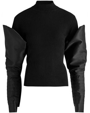 Nafsika Skourti Ribbed-Knit Top - Black