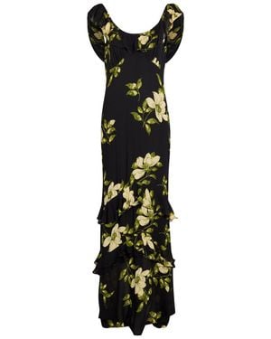 Reformation Tripoli Floral-Print Silk-Georgette Maxi Dress - Black