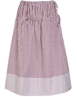 LIBEROWE Eve Checked Cotton Midi Skirt - Red